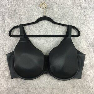 Cacique Bra 42F Lightly Lined Full Coverage Solid Black Wide Wing Smoothing